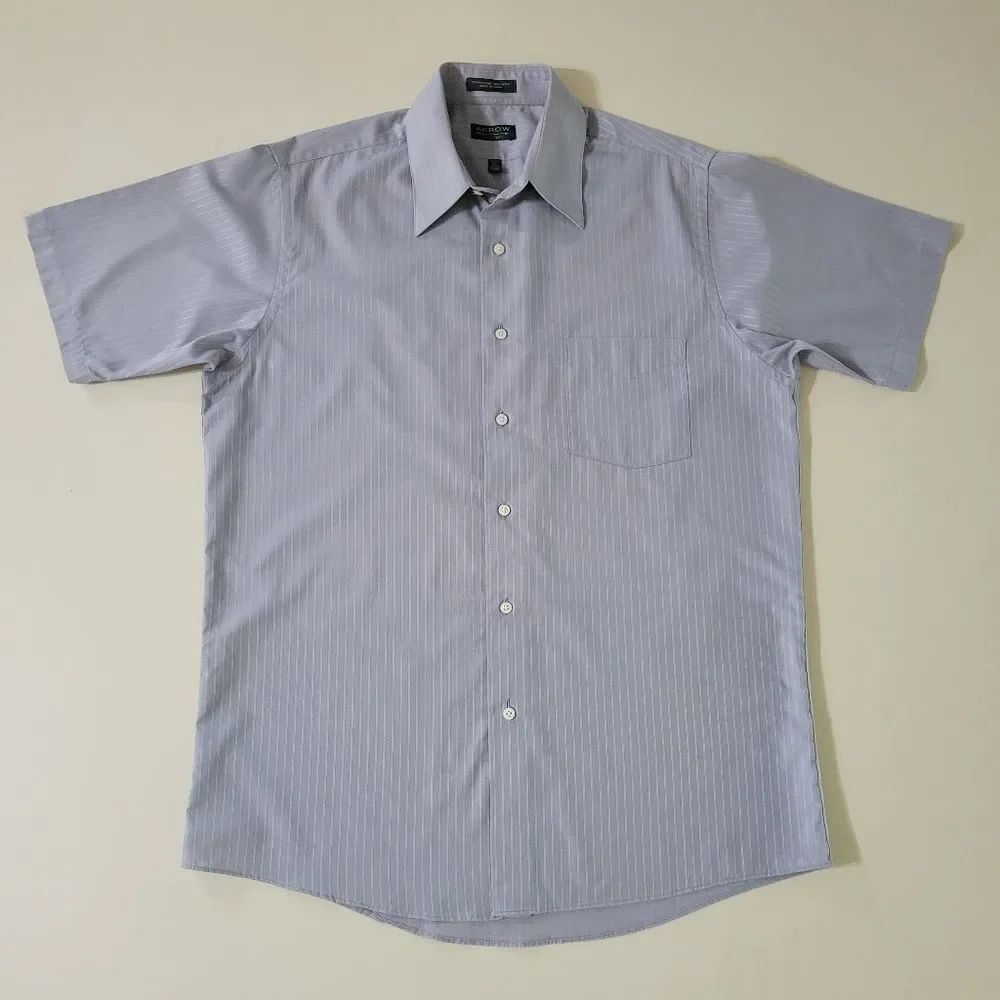 Arrow Wrinkle Free Men's Blue Button-down Short Sleeve Shirt